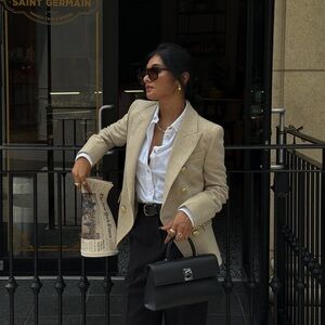 Elegant Cream Double-Breasted Blazer